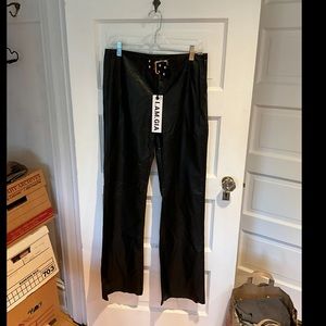 I Am Gia Straight Leg Leather Pants with Belt